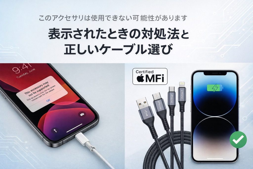 「このアクセサリは使用できない可能性があります」と表示されたときの対処法とケーブル選びのポイント【Lightning／USB-C対応】